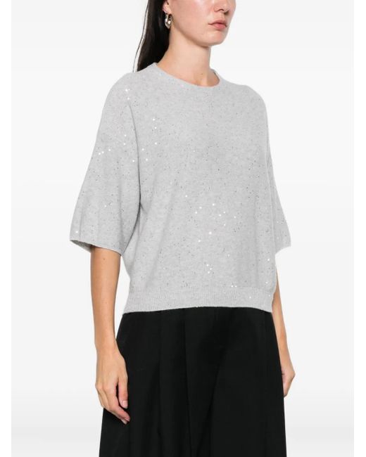 Antonelli White Lucilla Sequin Top