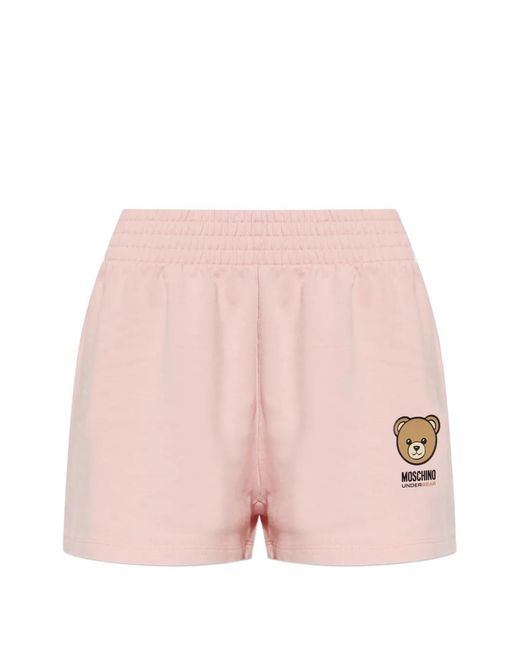 Moschino Pink Logo-Print Shorts