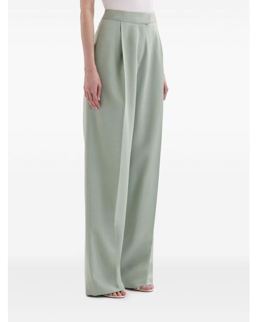 Oscar de la Renta Green Georgette Silk Tailored Trousers
