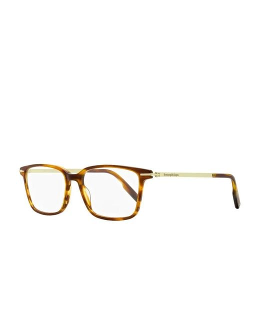 Zegna Brown Rectangular Glasses for men