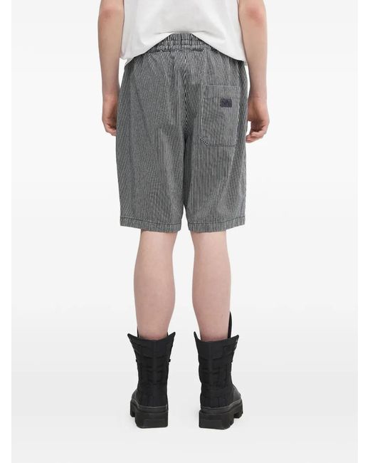 Aries Gray Striped Patch Shorts for men