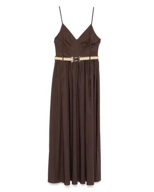 Robe En Popeline À Taille Ceinturée Twinset en coloris Brown
