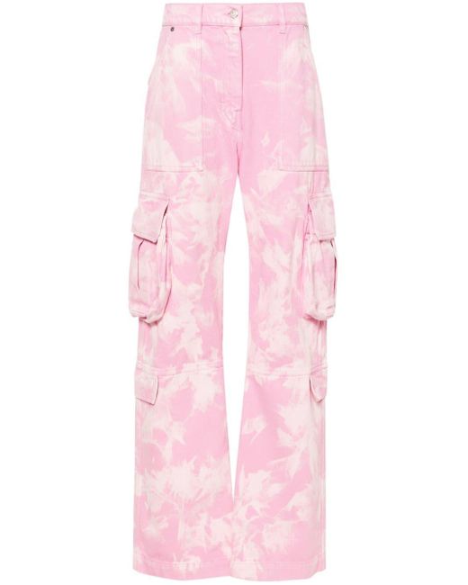 MSGM Pink Tie-dye Patterned Cargo Trousers