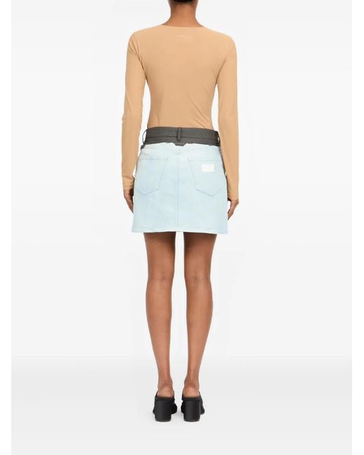 MM6 by Maison Margiela Blue Frayed Mini Skirt