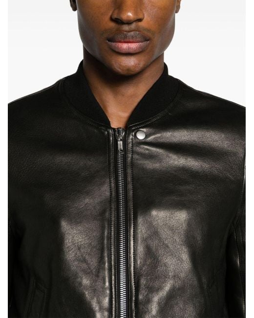 Rick Owens Black Classic Flight Leather Jacket for men