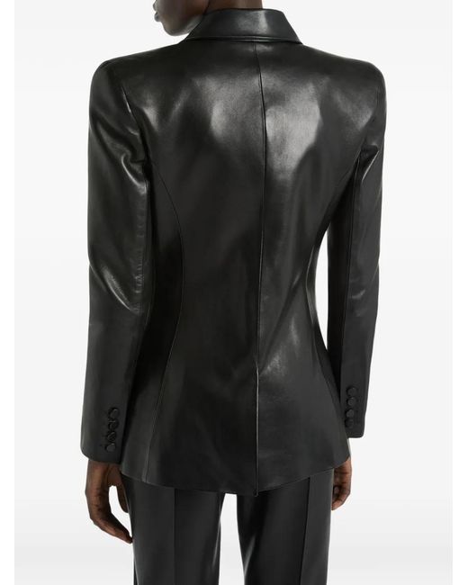 Balmain Black Structured-Shoulder Lambskin Jacket