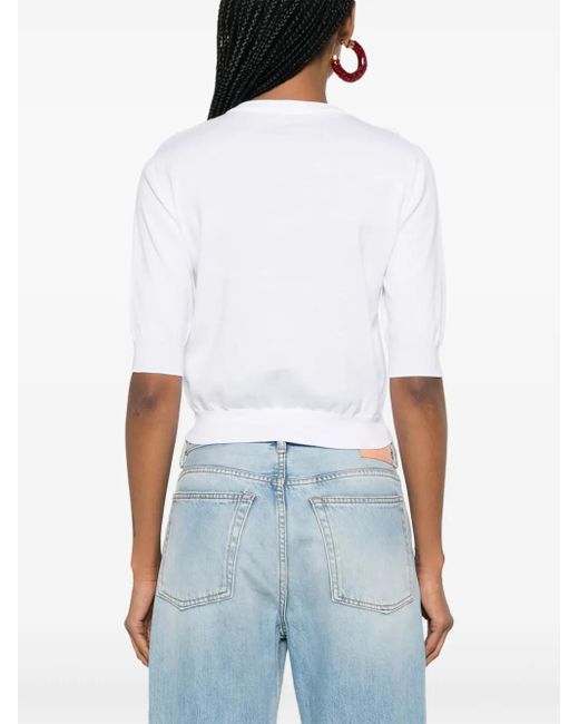 Valentino Garavani White Embroidered Cotton Cardigan
