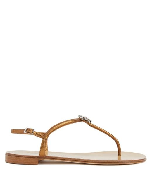 Giuseppe Zanotti Brown Geltrude Crystal-Flower Sandals