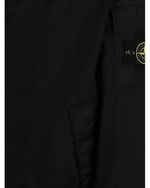 Stone Island Black Compass-Badge Hooded Jacket for men
