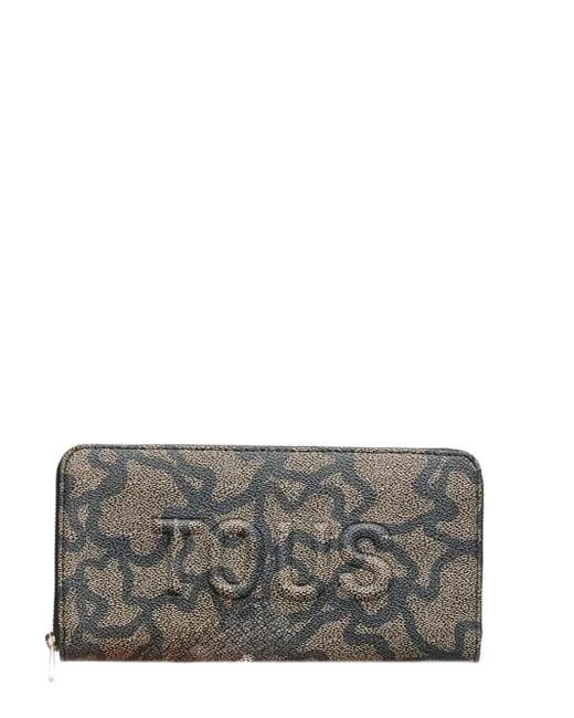 Tous Gray Bear-Logo Zip-Around Wallet