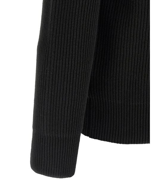 Riviera Black Ribbed Polo Sweater for men