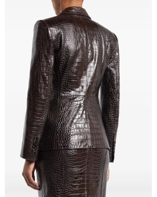 Tom Ford Black Snakeskin-Effect Leather Blazer