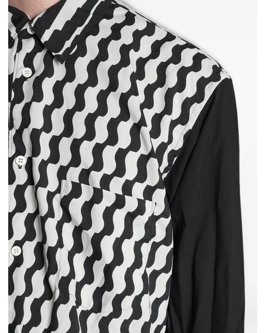 Comme des Garçons Black Wave-Print Panelled Shirt for men
