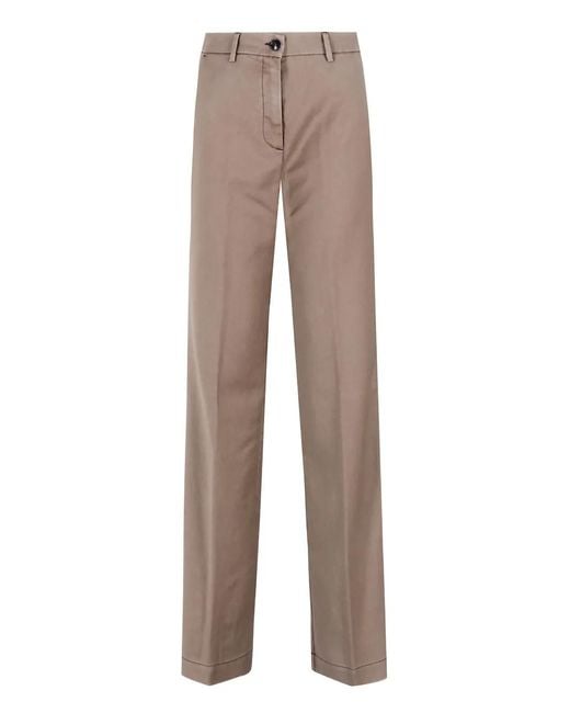 Pantalones con cierre de botón Myths de color Natural