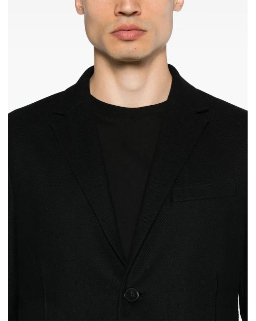 Harris Wharf London Black Notched-Lapels Single-Breasted Blazer for men