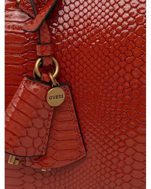 Guess Red Georgina Python-Effect Tote Bag