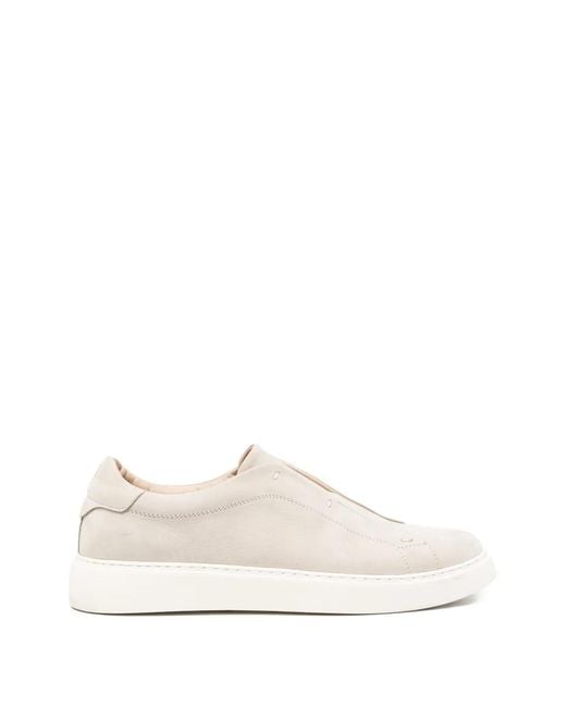 Eleventy White Slip-On Leather Sneakers for men