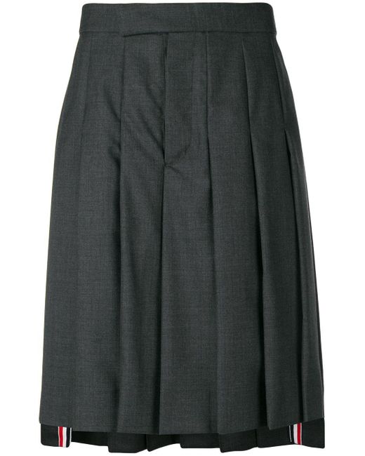 Thom Browne Gray Classic-rise Pleated Skirt for men