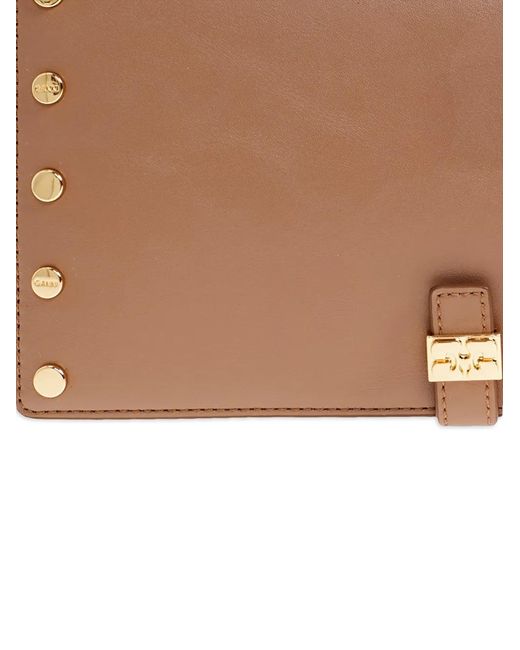 Ganni Brown Studs-Embellishment Flap Wallet
