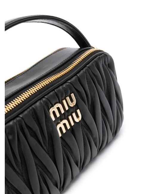 Miu Miu Black Matelassé Leather Tote Bag