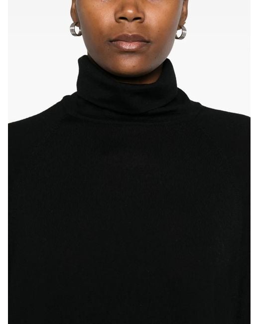 Psophia Black Roll-Neck Panelled Sweater