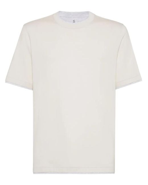 メンズ Brunello Cucinelli レイヤード Tシャツ White