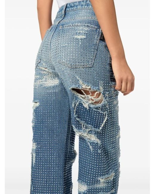 Philipp Plein Blue Skater Row Jeans