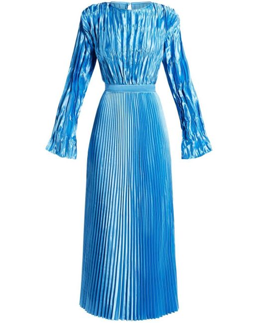 L'idée Blue Royale Pleated Maxi Dress