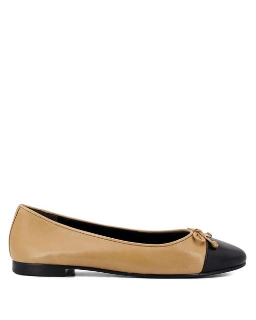 Tory Burch Brown Contrasting-Toe Ballet Flats