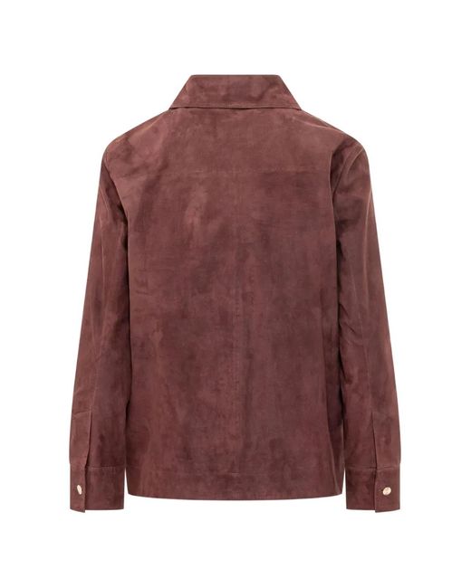 Max Mara Brown Abisso Button-Up Suede Jacket