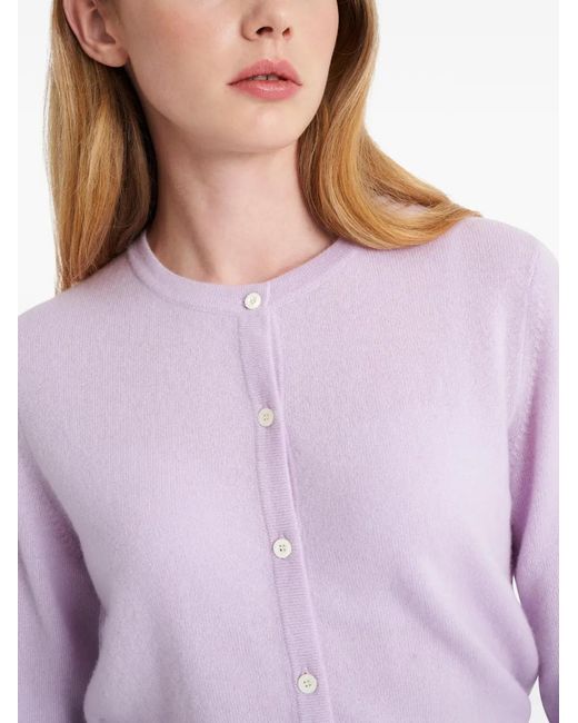 Pringle of Scotland Purple Crew-Neck Cashmere Cardigan