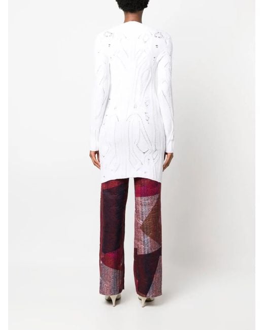 VITELLI White Open-Knit Long-Line Jumper