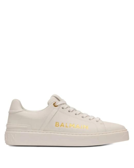 Balmain White B-Court Low Top Lace Up