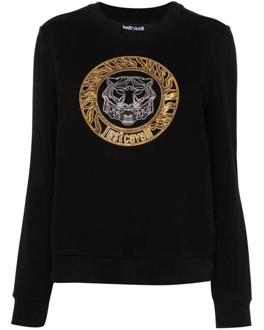 Just Cavalli Black Tiger Head Cotton Sweatshirt