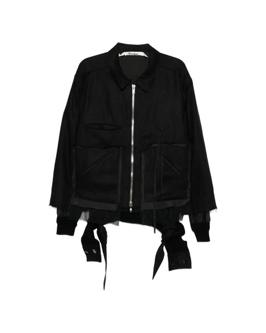 Midorikawa Black Raw-Edge Zip-Up Jacket for men