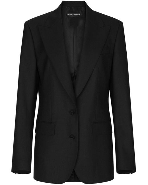 Blazer en velours à simple boutonnage Dolce & Gabbana en coloris Black