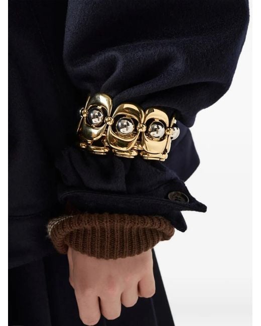 Miu Miu Blue Embroidered-Logo Zipped Sweatshirt