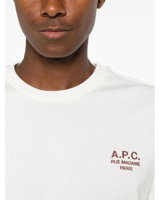 A.P.C. White Rue Madame Logo-Embroidered T-Shirt