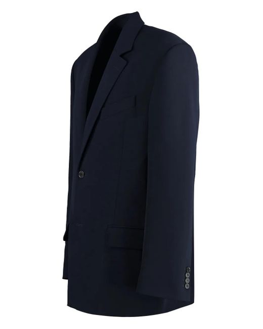 Balenciaga Blue Single-Breasted Two-Button Jacket For
