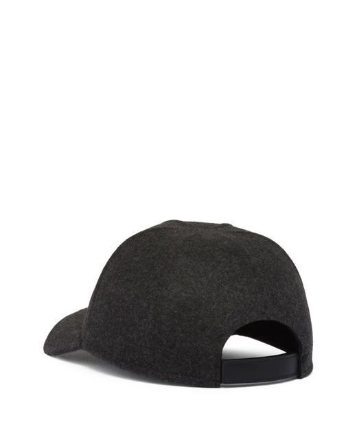 Prada Gray Triangle-Logo Felt Baseball Cap for men