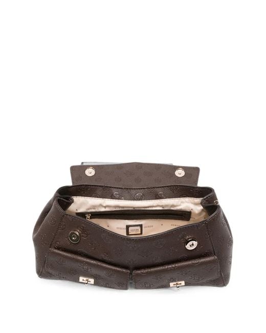 Guess White Logo-Embossed Chain-Strap Shoulder Bag