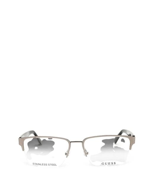 GUESS EYEWEAR White Rectangle-Frame Glasses for men