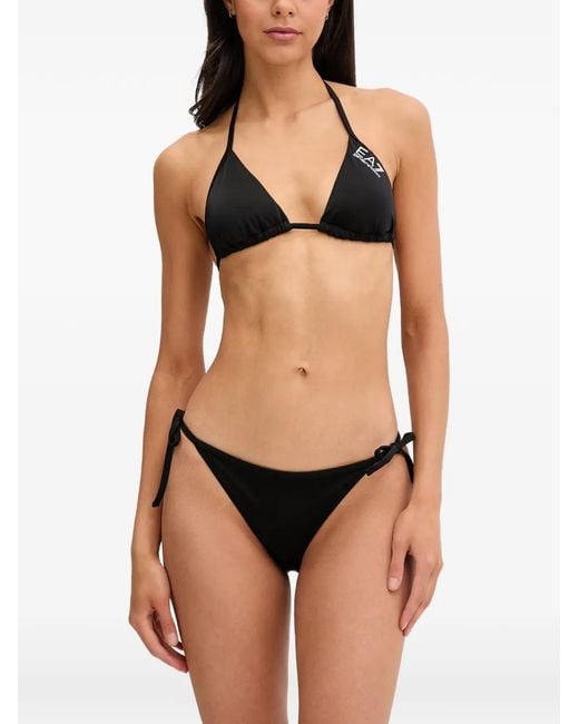 EA7 Black Logo-Print Bikini