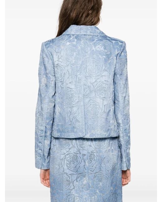 Ermanno Scervino Blue Doppelreihige Jacke mit Devoré-Effekt
