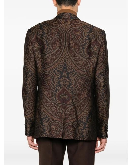 Etro Brown Paisley-Print Blazer for men