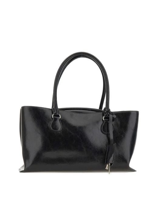 OSOI Black Double-Handle Leather Tote Bag