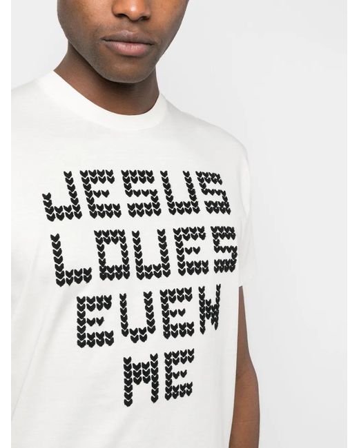 DSquared² White Graphic-Print Cotton T-Shirt for men