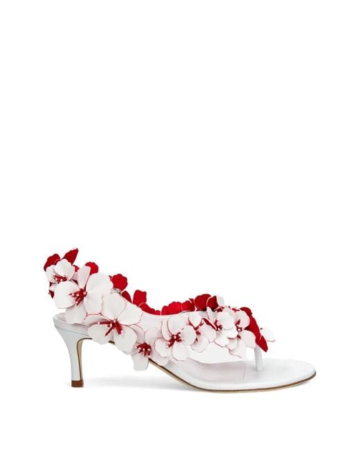 Rabanne Pink Floral-Detail Leather Sandals