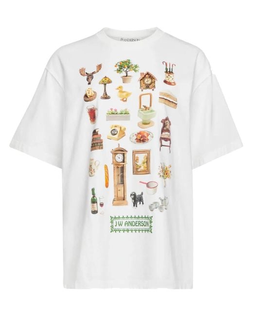 J.W. Anderson White T-Shirt Mit Diorama-Print