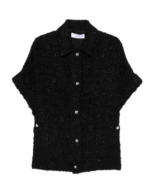 IRO Black Sequin-Embellished Short-Sleeve Shirt